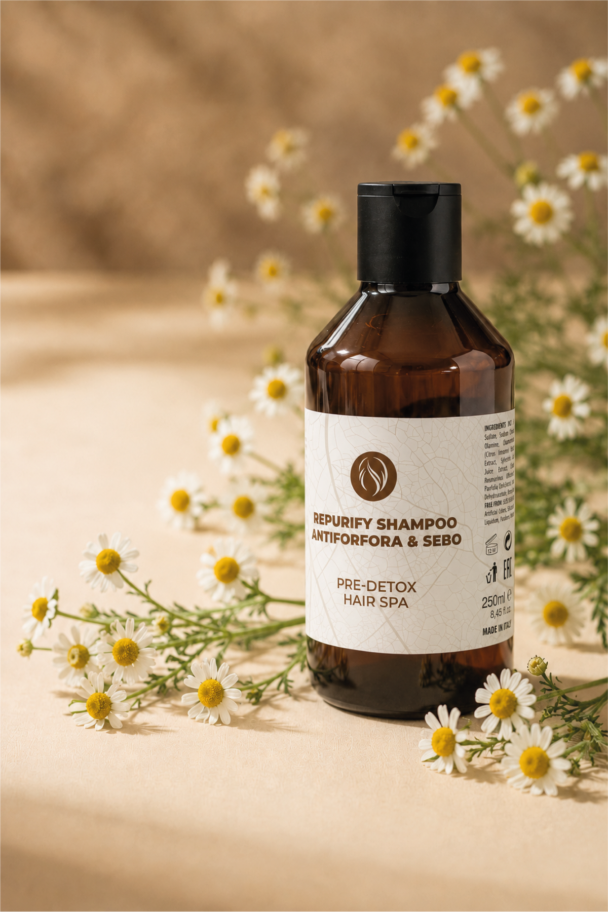 Repurify shampoo antiforfora sebo camomilla pre detox hair spa